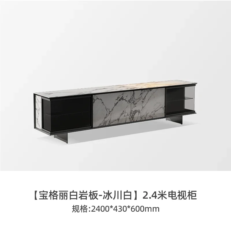 

Italian minimalist rock panel TV cabinet modern simple living room home villa light luxury high-end storage TV cabinet