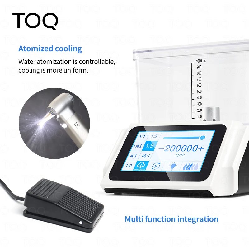 TOQ Official Store Stable Brushless Dental Micro Electric Motor 3.7in Color Touch Screen Detachable Water Tank & Atomization Fun