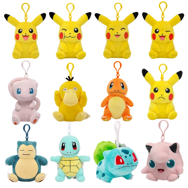 Anime Pokemon Plush Key Chain Toys Charmander Bulbasaur Squirtle Pikachu Plush Stuffed Animal Toy Pokemon Doll Kids Gift