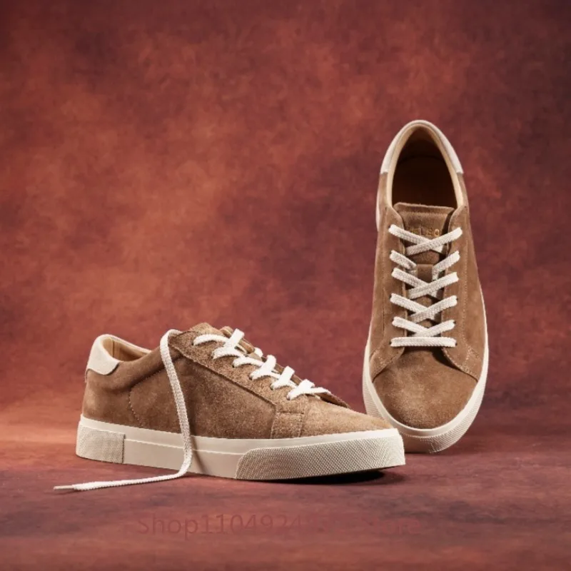Italian Cow Suede Handmade Men Shoes Soft Sole Retro Casual Sneakers