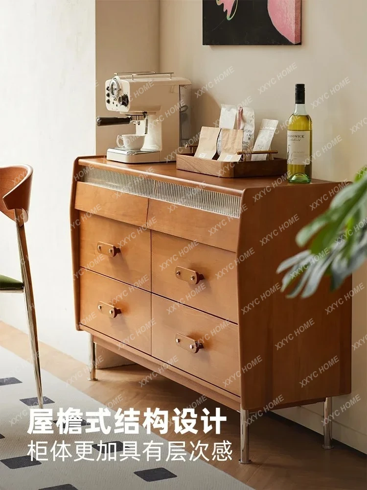 Nuevas llegadas D06 Retro cofre de madera maciza simple sala de estar sofá gabinete lateral dormitorio armario de almacenamiento S03