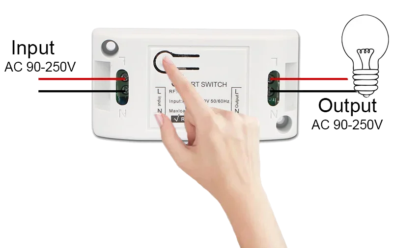 GERMA-Módulo de interruptor de relé receptor de Control remoto inalámbrico, transmisor de pared, interruptor remoto de pared, 433 MHz, CA 85V, 110V, 220V, 1 CH