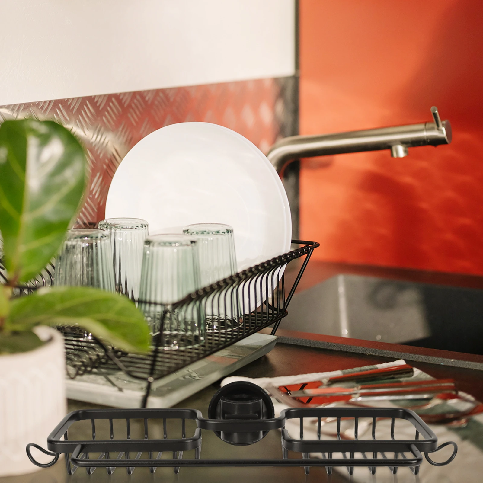 

Faucet Rack Kitchen Storage Sponge Holder Drainage Rack Mounted Space Saver Sink ganizer Aluminum Faucet Mount Kitchen Sink
