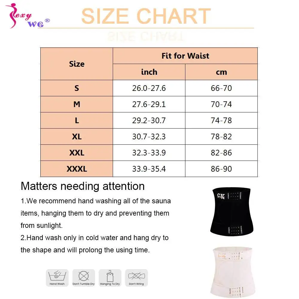 SEXYWG Waist Trainer for Women Weight Loss Belly Belt Waist Cincher Slimming Band Girdles Corset Fat Burner Body Shaper Fitness