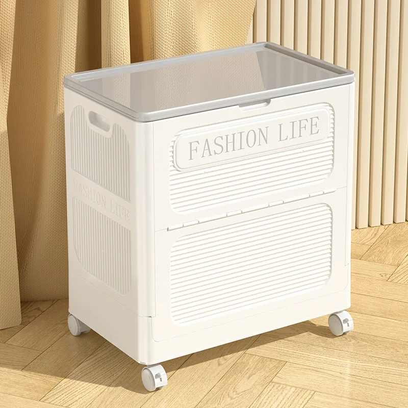 Household Foldable Flip-top Storage Box Clothing Storage Box with Wheels, Foldable Flip-top Garment Organizer