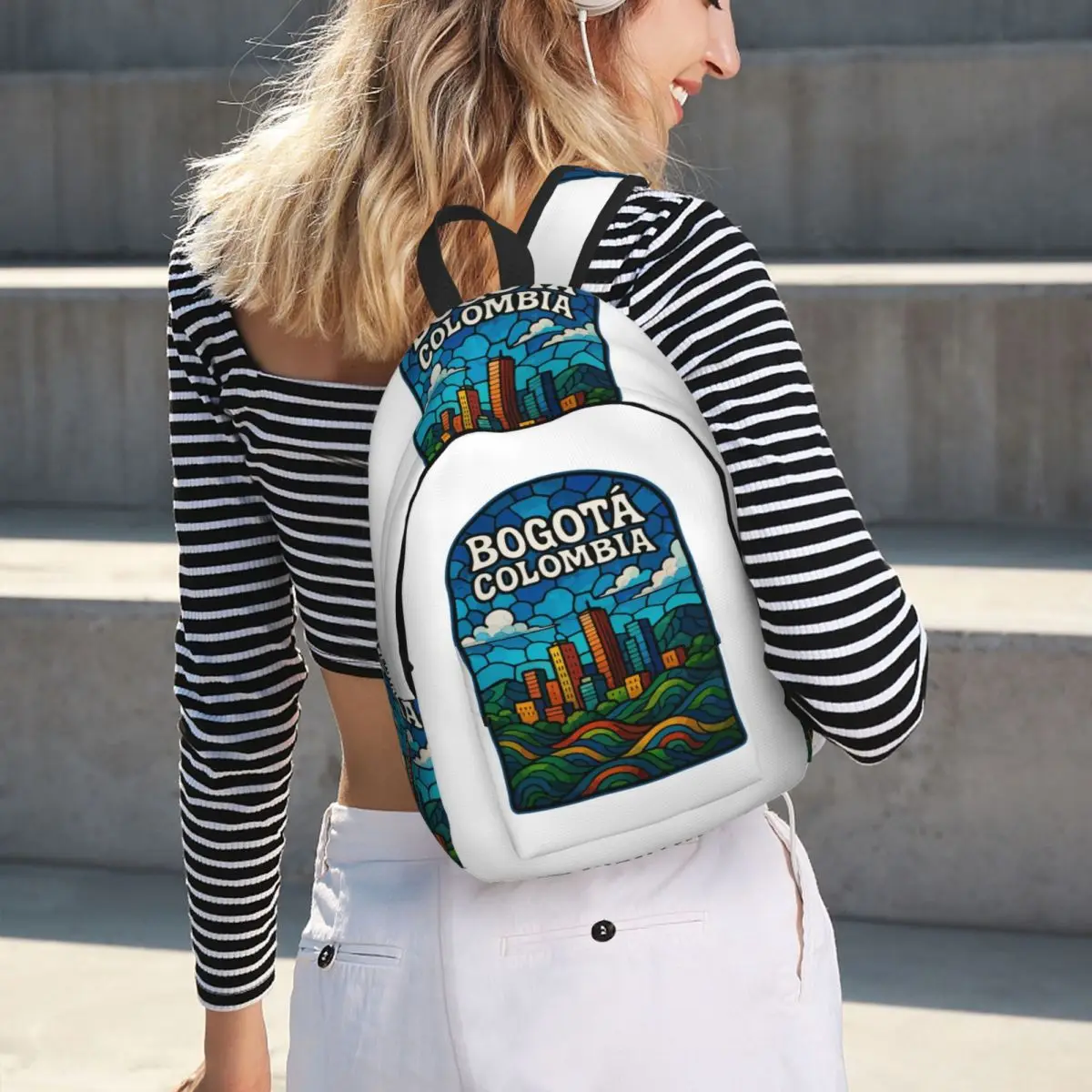 Bogota Colombia Stained Glass Backpack Hot Sale Daypack Large Capacity Children BookBag School Bag Shoulder Bags for Men Women