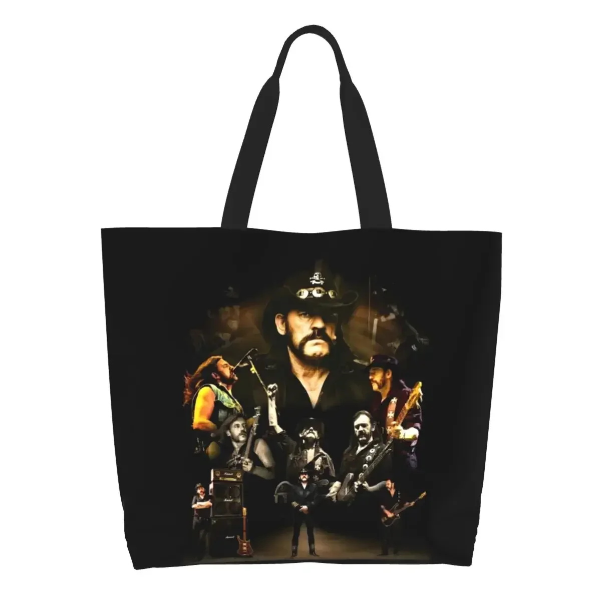 Custom Rock Singer Shopping Canvas Bag Women Recycling Large Capacity Grocery Shopper Tote Bags