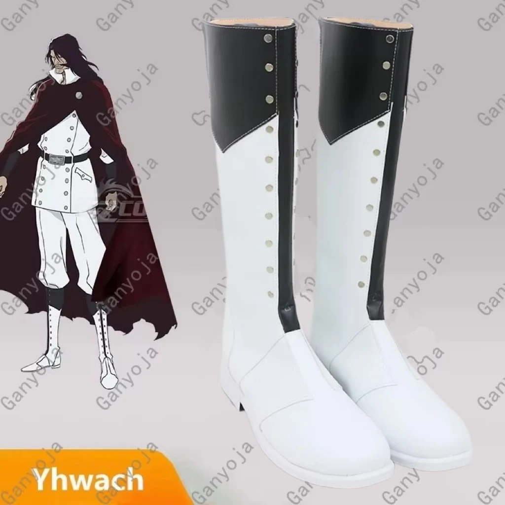 

JP Anime Bleach Thousand-Year Blood War Yhwach Косплей Костюм Обувь Черно-белые сапоги ручной работы из искусственной кожи