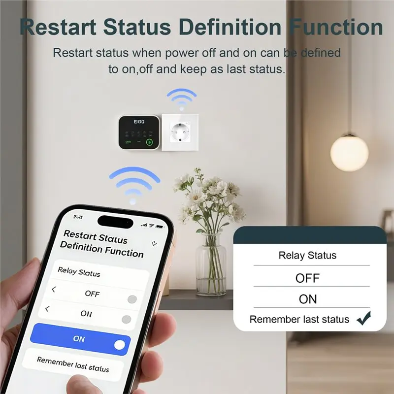 【電子アクセサリー】音声リモコン付きtuya-wifiスマートソケットeu壁掛け式エネルギー監視コンセントアプリインジケーター