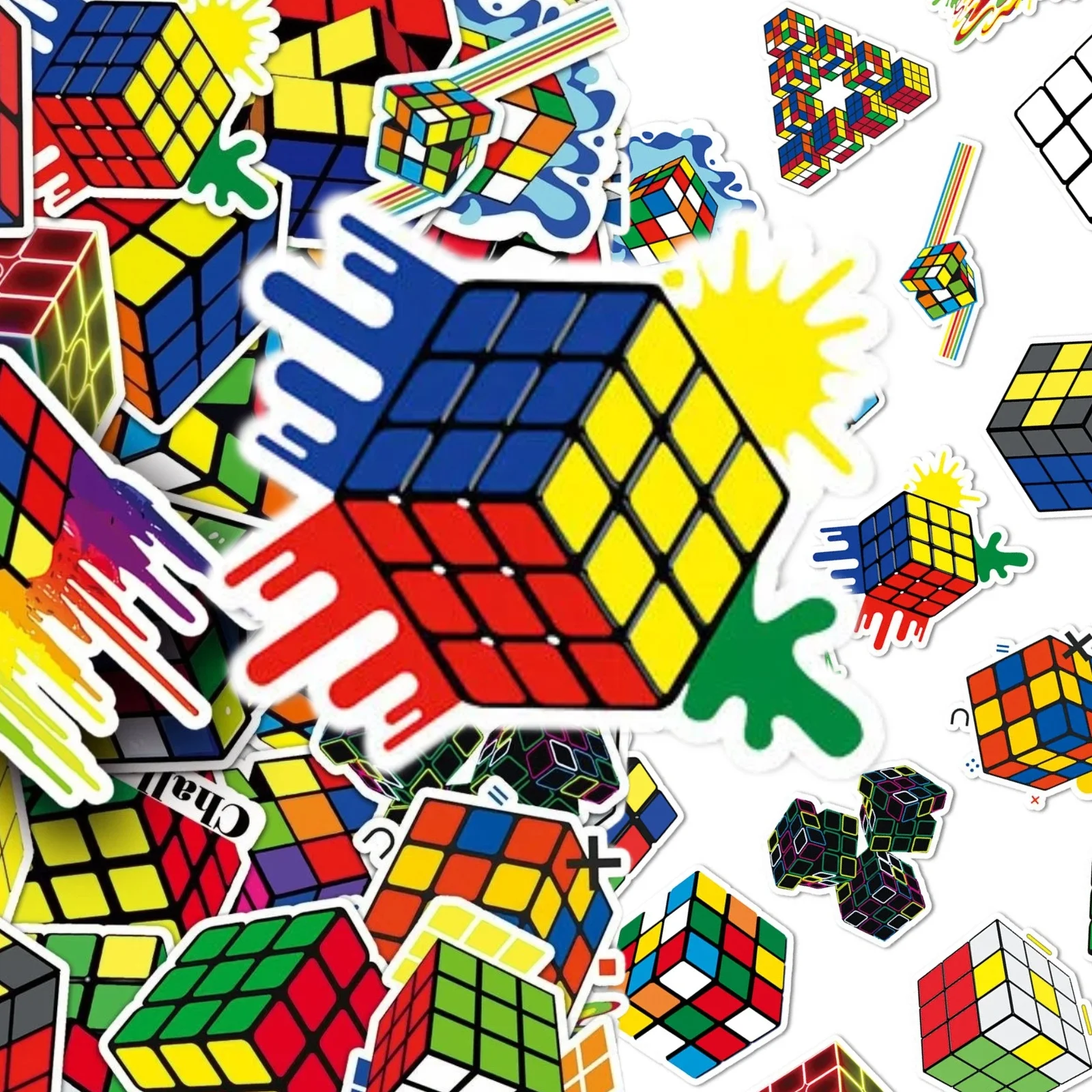 10/50Pcs Magic Element Cube Graffiti Waterproof Stickers Abstract DIY Decals for Laptop Skateboard Notebook Water Bottle Decor