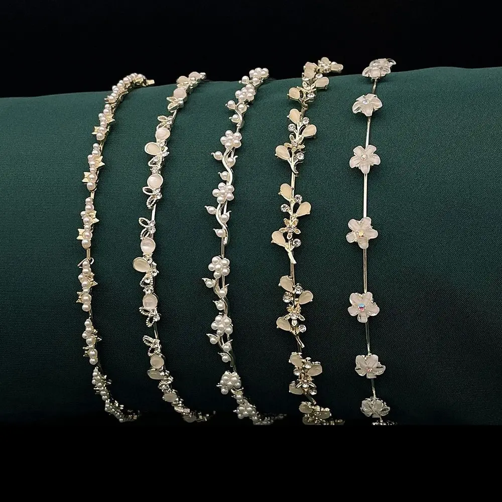 Crystal Rhinestone Headband Pearls Hairband Women Bridal Wedding Tiara Hair Accessories Crown Headband Headwear