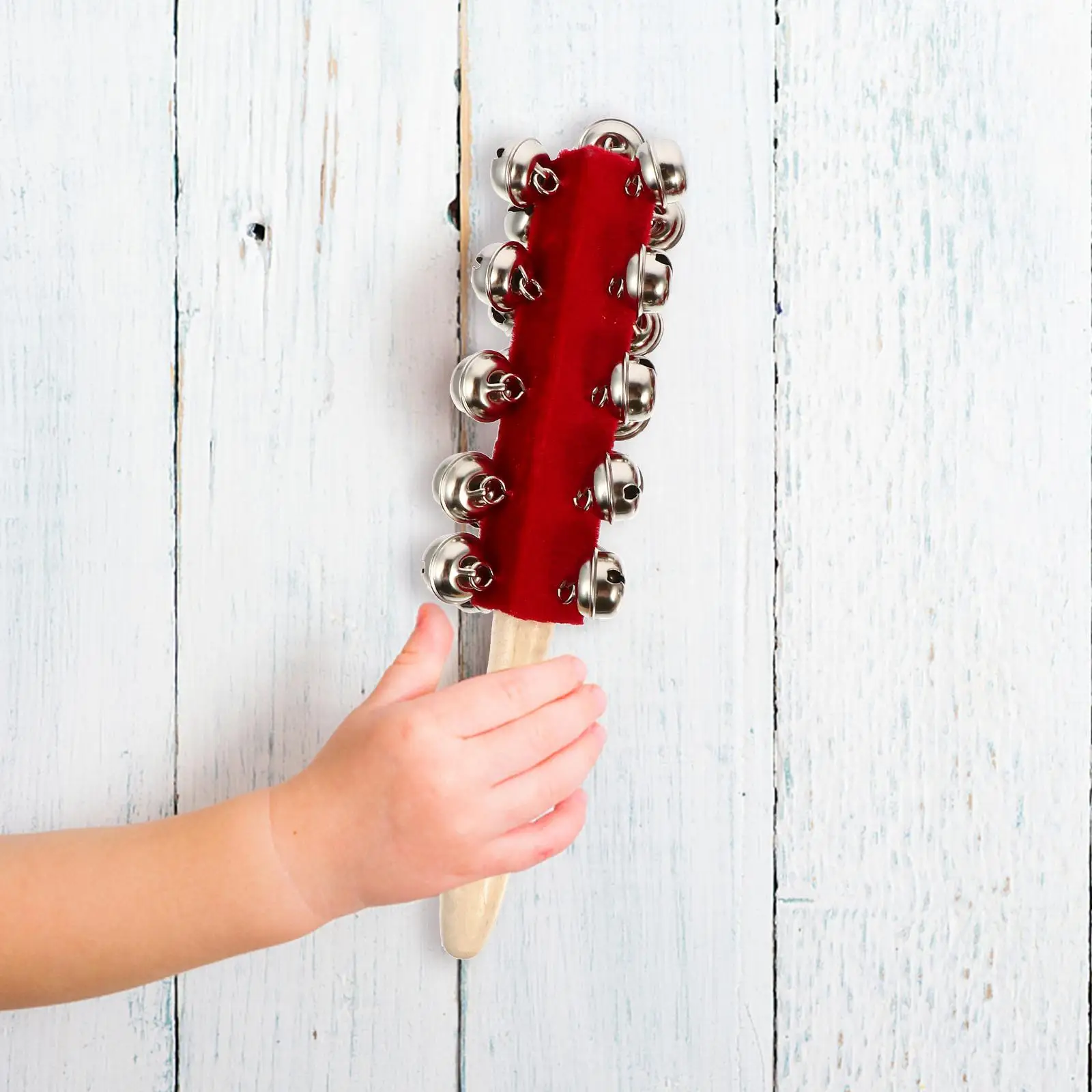 2 uds juguetes de campana de mano para niños pequeños instrumento de percusión Navidad música de escritorio roja niño