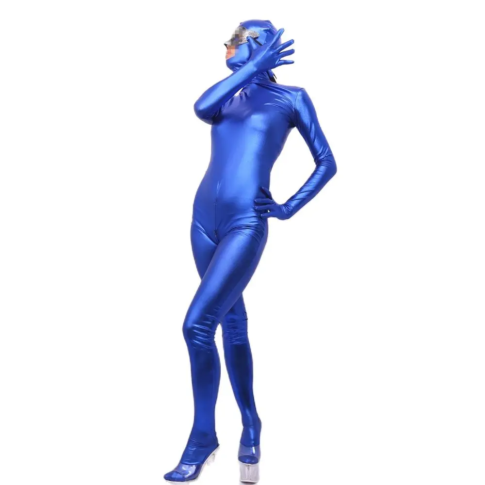 Костюм для косплея, сексуальное кожаное боди, двусторонняя молния с открытой промежностью, блестящий комбинезон для всего тела, мото и байкерская одежда для ночного клуба, подиумная одежда