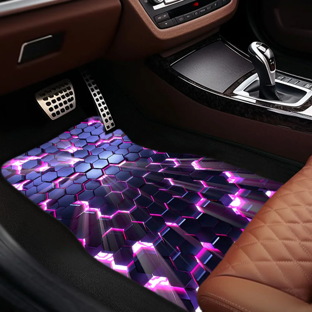 Now Simple Grid Science Fiction Diamond Carpet Car Front And Rear Seat Cushion Thickening Machine Washable Floor Mat For Car Int