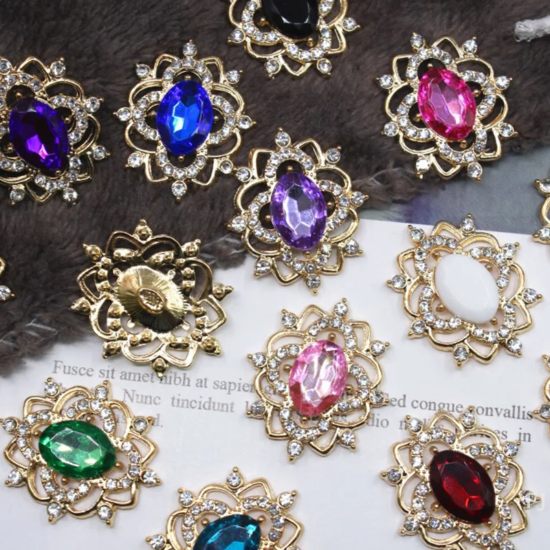 [YU] 27*31MM ovale eau diamant alliage fleur plaque bijoux accessoires bricolage robe de mariée arc chapeaux bijoux accessoires