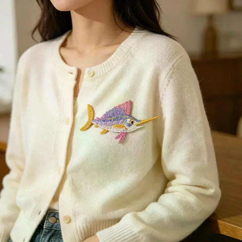 Summer Sea Fish Dolphin Jellyfish Children Iron-on Sew Embroidery Badge Patch DIY T-shirt Hat Backpack Clothing Applique Sticker