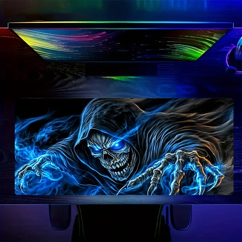

Grim Reaper Skeleton Large Gaming Mouse Pad Non-Slip Rubber Base Office Laptop Desk Mats Durable Washable Gamer Desk Accessories