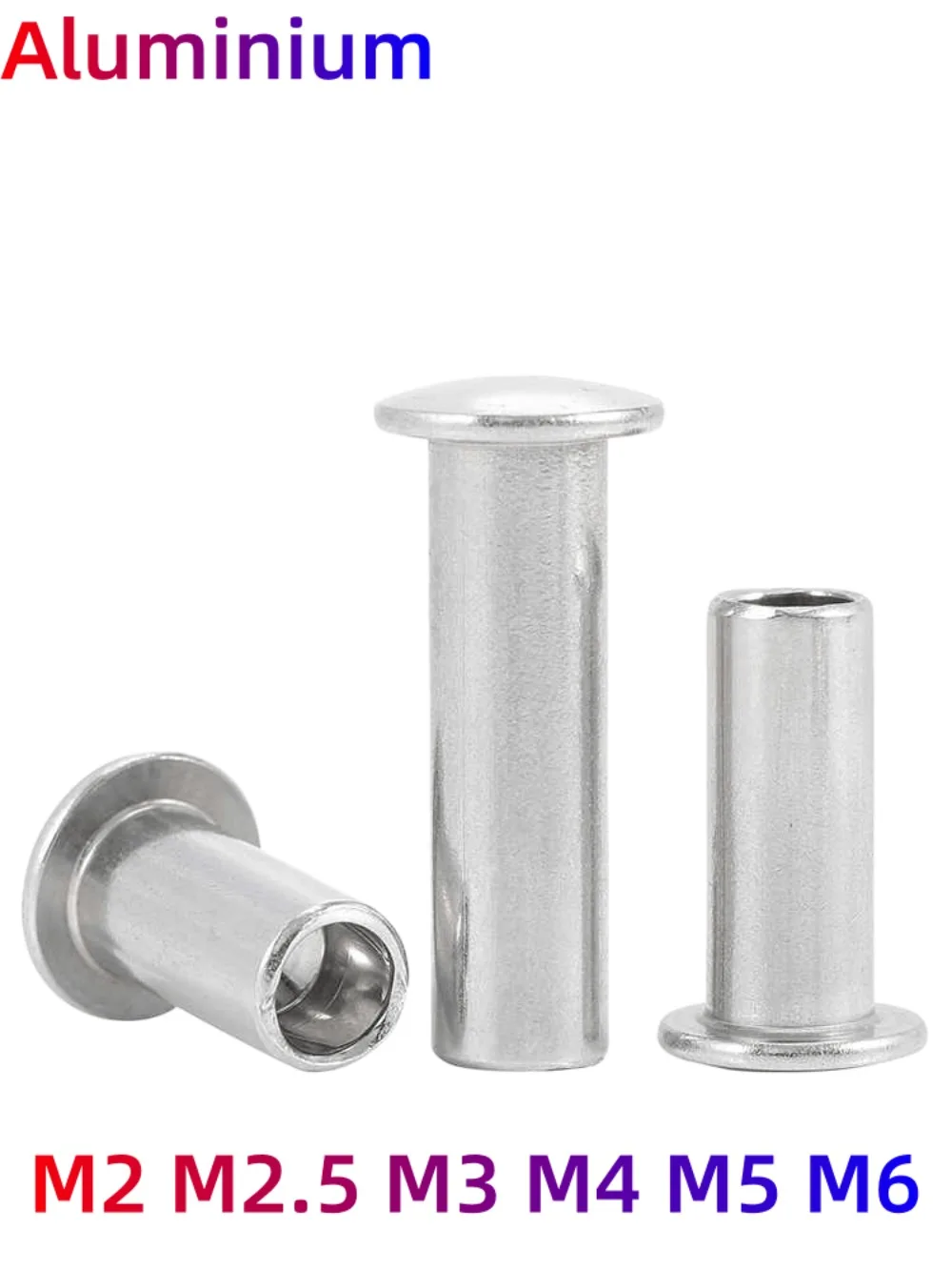 M2‑M6 GB873 Aluminum Semi‑Hollow Rivets Round Flat Truss Head Semi‑Tubular Shank Rivets 3‑40mm Industrial Hardware Fasteners