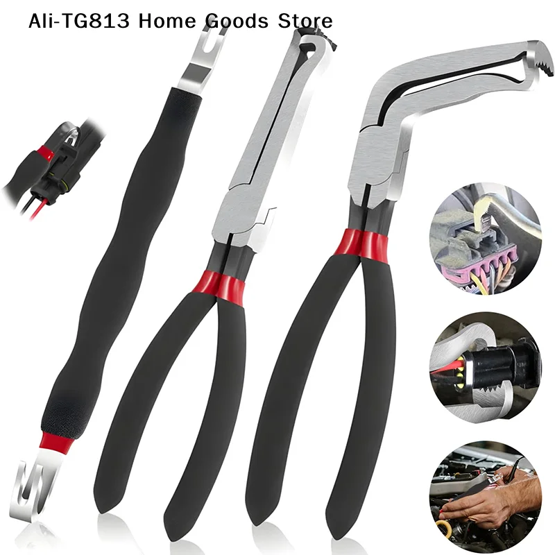 

[TG813]8" 60-Degree Electrical Disconnect Pliers For Automotive Connectors & Sensors - Angled Wire Plug Removal Tool