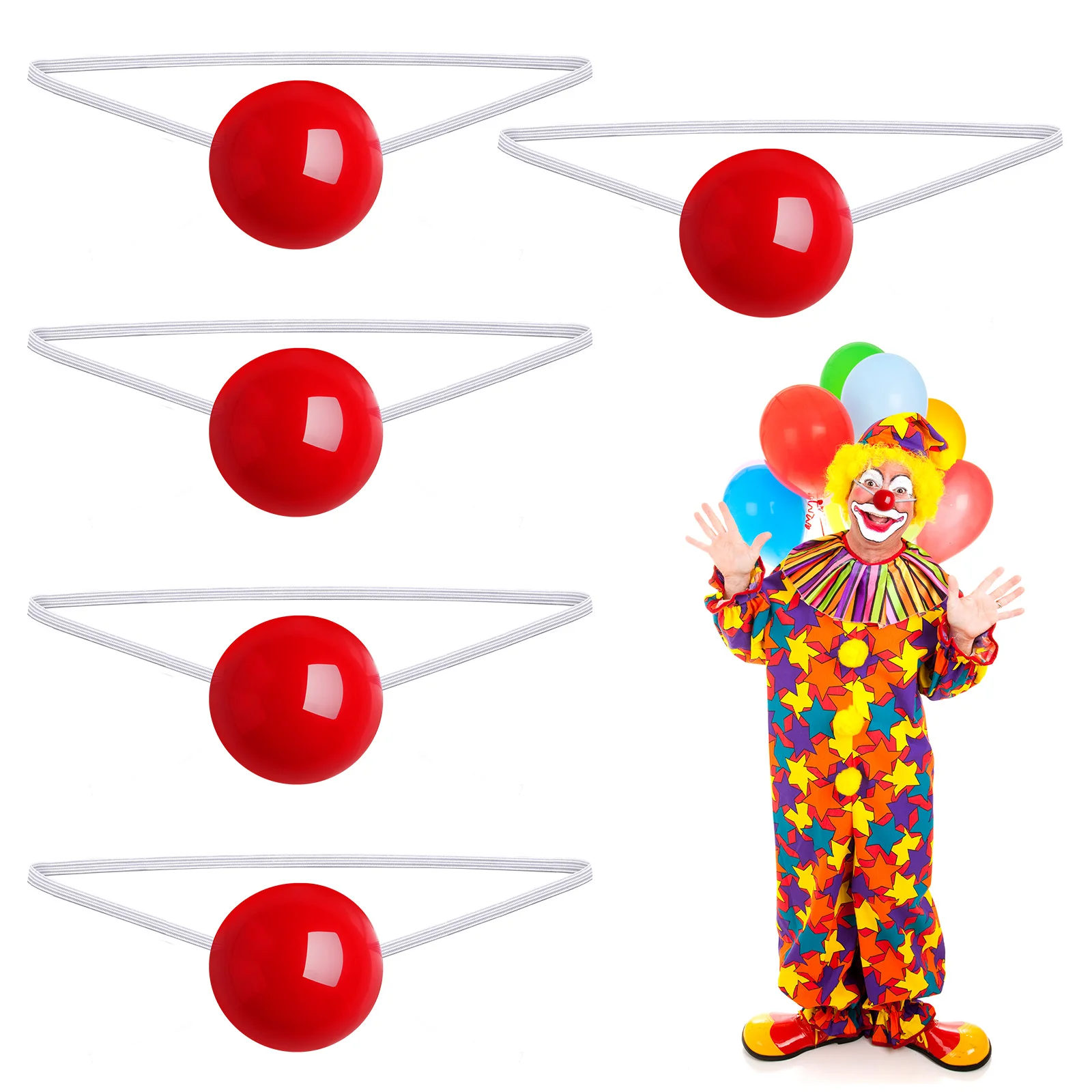 5 Pcs Car Christmas Decorations LED Glowing Clown Noses Cosplay Circus Red Halloween Flashing Child