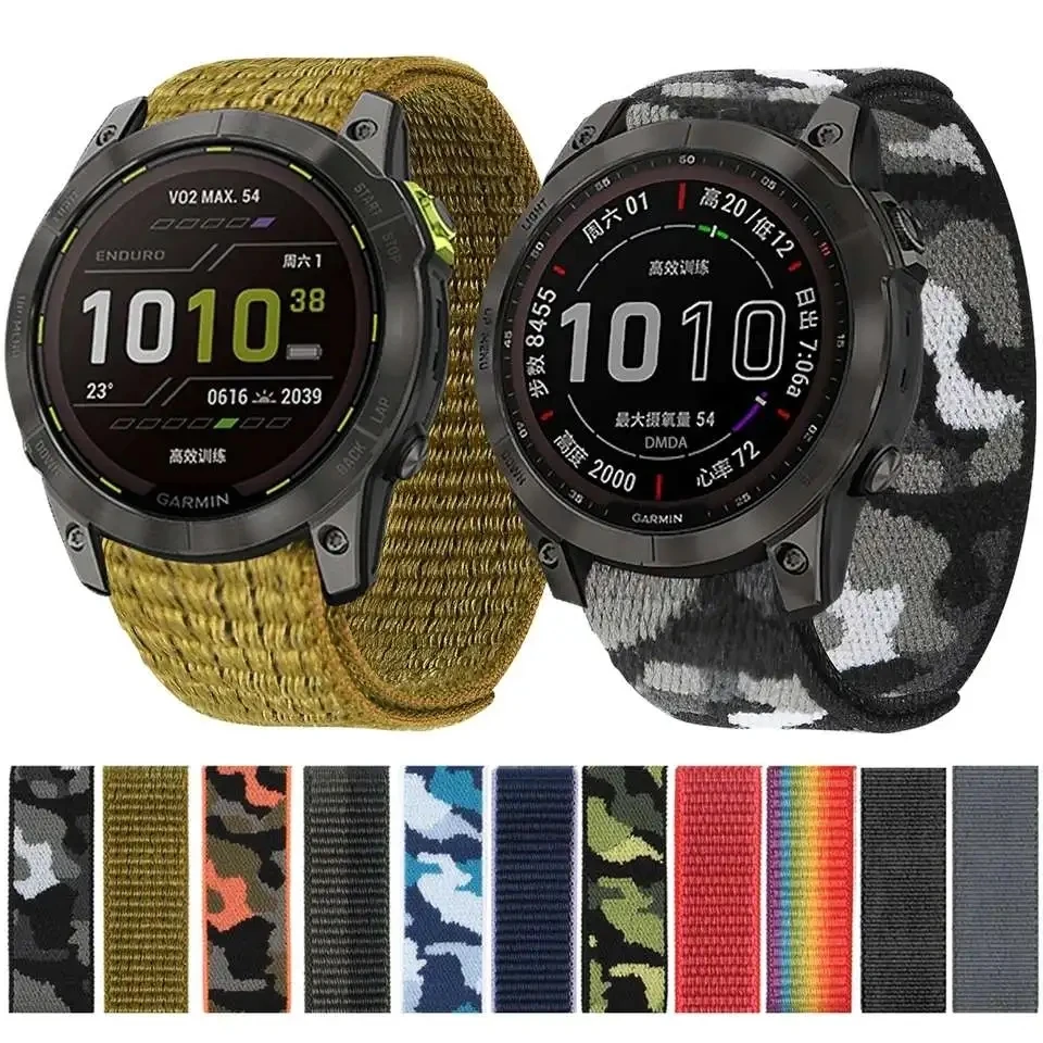 26 20 22mm Nylon Watch Band For Garmin Fenix 7X 6X Pro 7 7S 6 6S 5X 5 5S Plus/Venu 2 Plus Hook and Loop Quick Dry Strap