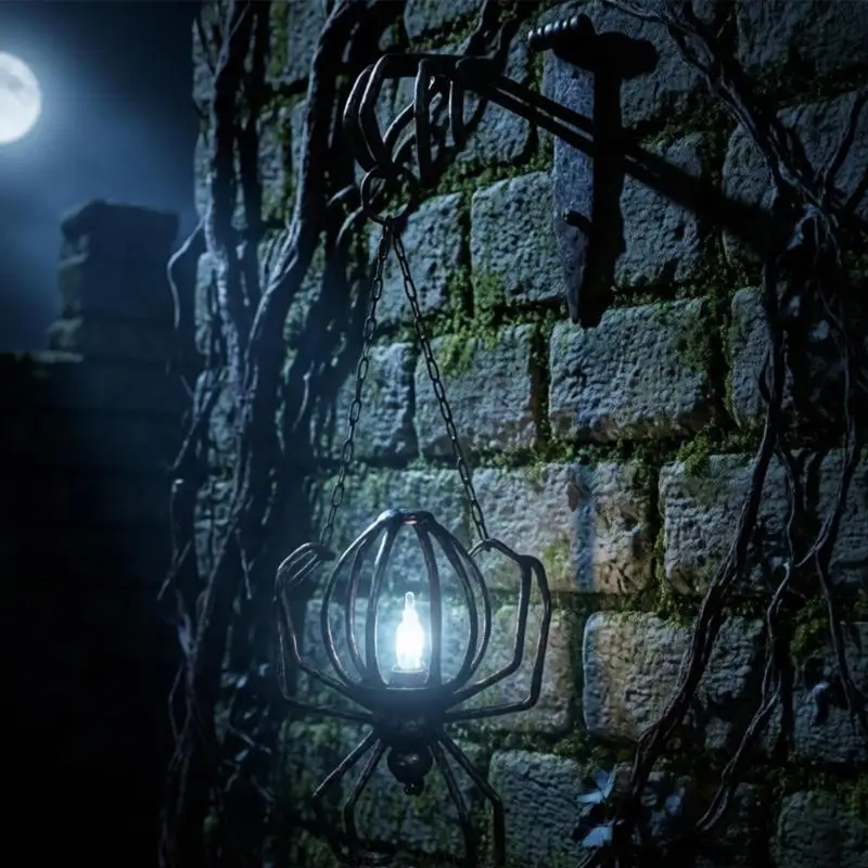 Spinnen-Wandleuchte, hängende Kerzenhalter-Dekorationen mit Gothic-Thema, dunkle Kettenverzierung für – Detail 3