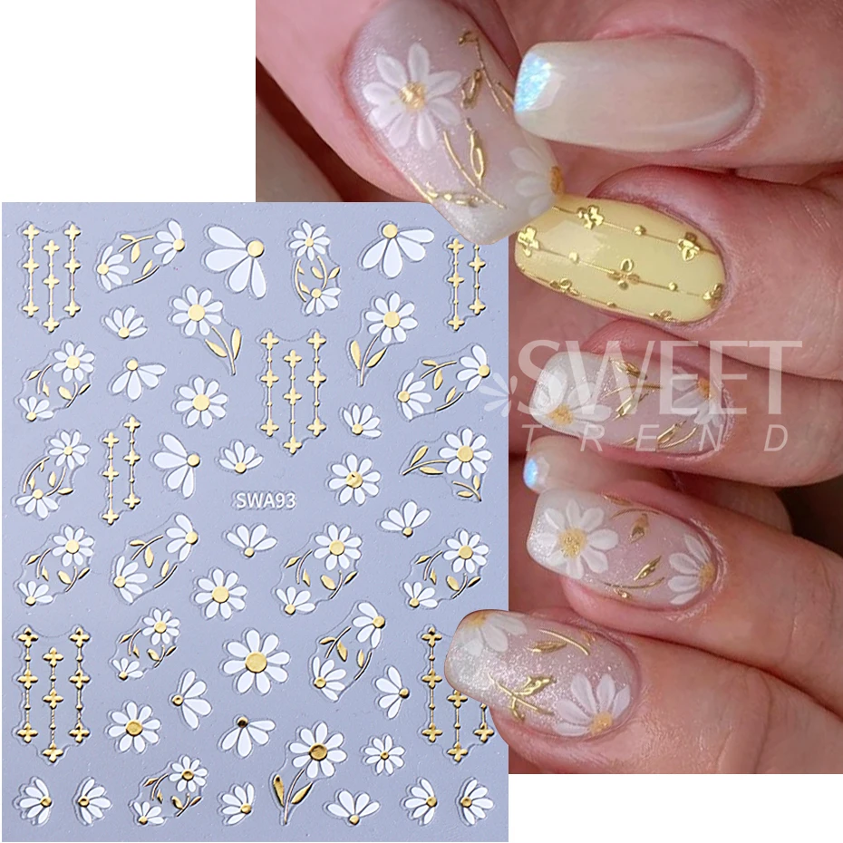 3 قطعة ملصقات الأظافر زهرة معدنية القمر الأزهار ديزي بتلات نمط مسمار الشارات بوهيميا DIY بها بنفسك أنيقة مانيكير الديكور المتزلجون #4