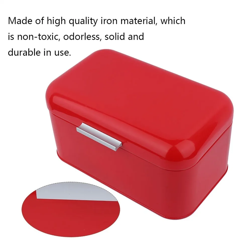 Portable Iron Metal Bread Box With Lid Red/Blue/Black Bread Storage Container Bread Keeper Container Travel Use