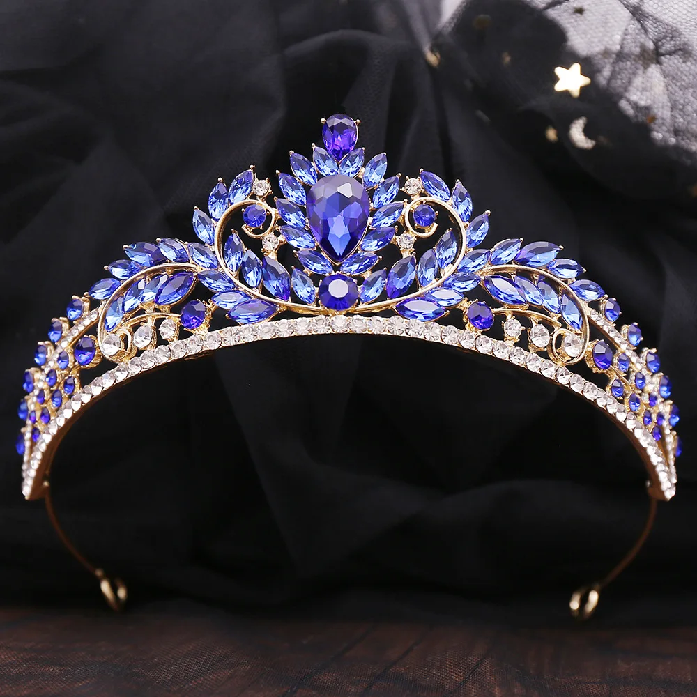 DIEZI Sweet Cute Girls Birthday Gift Opal Crown For Women Queen Crystal Bridal Tiaras Crown Headbands Hair Dress Accessories