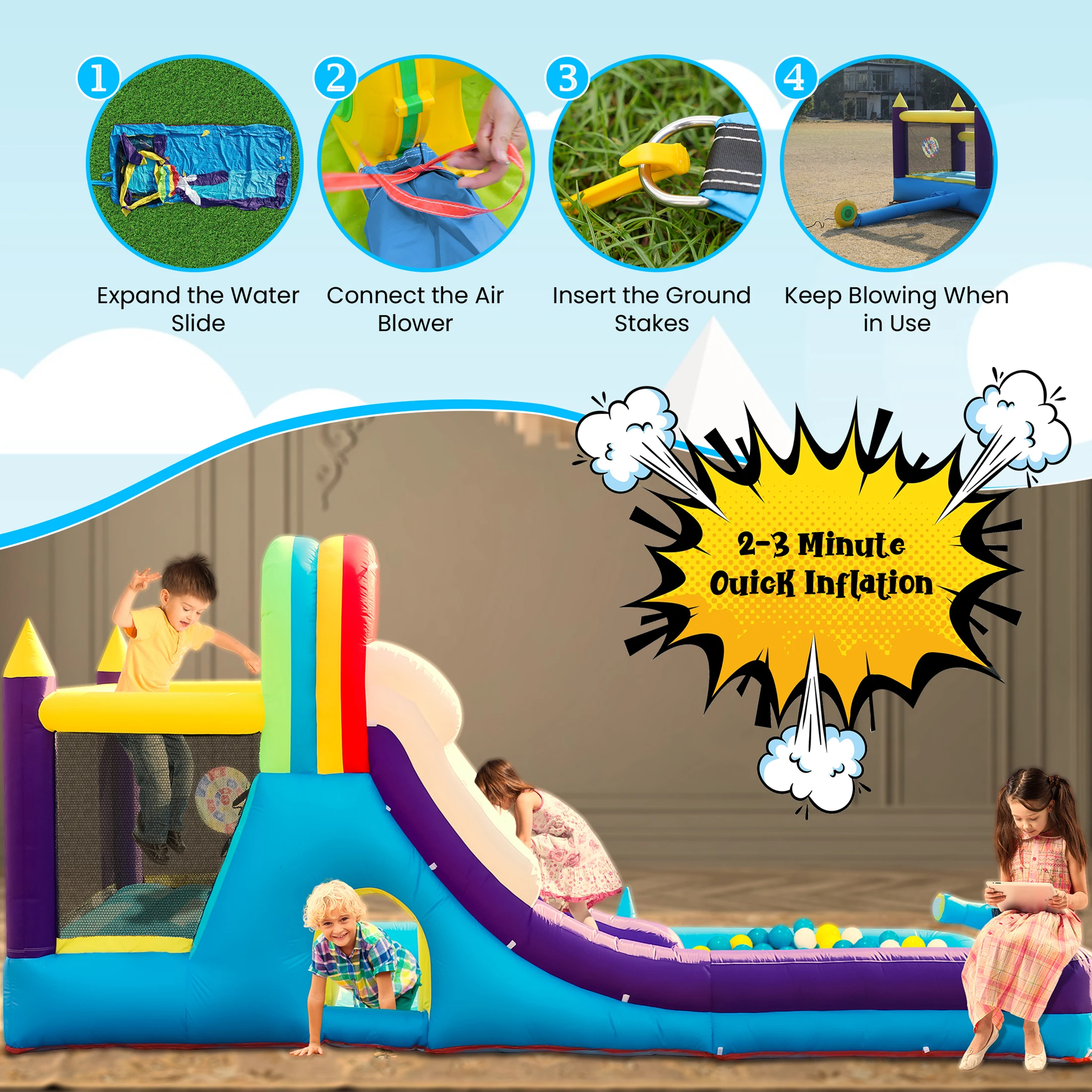 Casa gonfiabile per rimbalzo con scivolo d'acqua da 16 piedi con piscina antispruzzo per parco giochi commerciale per bambini in cortile