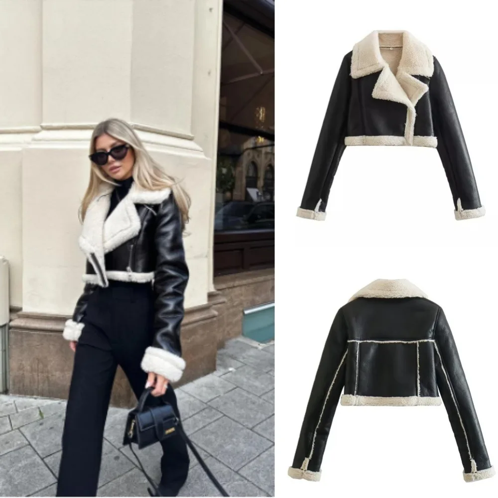 2024 Autumn/Winter New Product Women\'s New Fashion Versatile Polo Collar Long Sleeve Slim Fit Short Jacket Coat