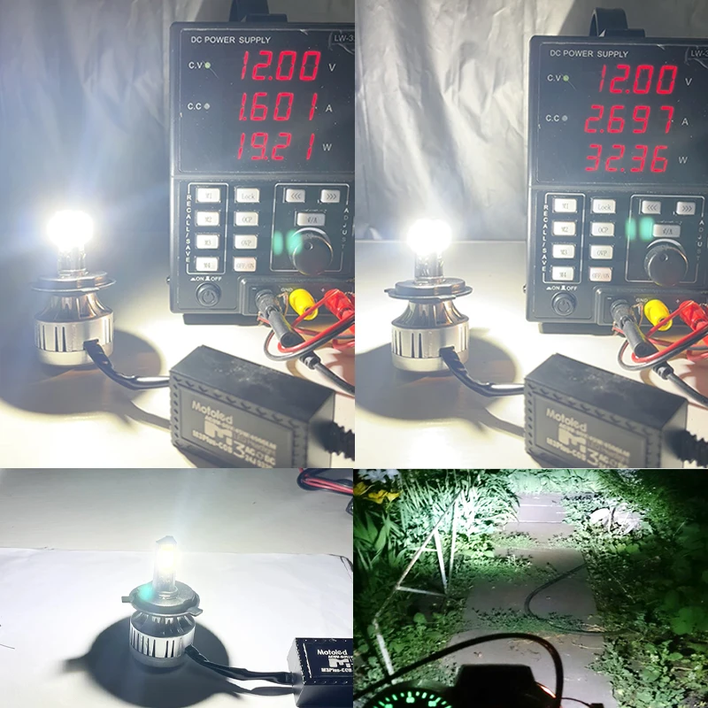 Motorcycle H4 BA20D LED Headlight Bulb Kit High Low Beam 4000LM 6500K Light DC12/24V 1Pack.