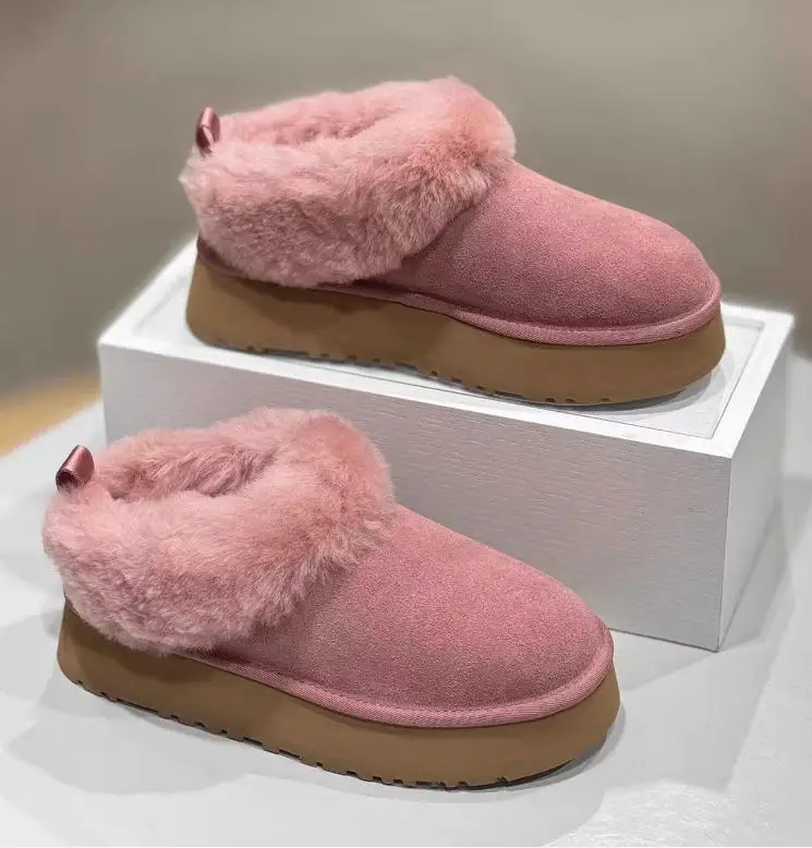 Designer Thick Soled and Raised Sheepskin Wool Integrated Snow Boots for Women in Winter 2024, New Warm and Plush Short Boots