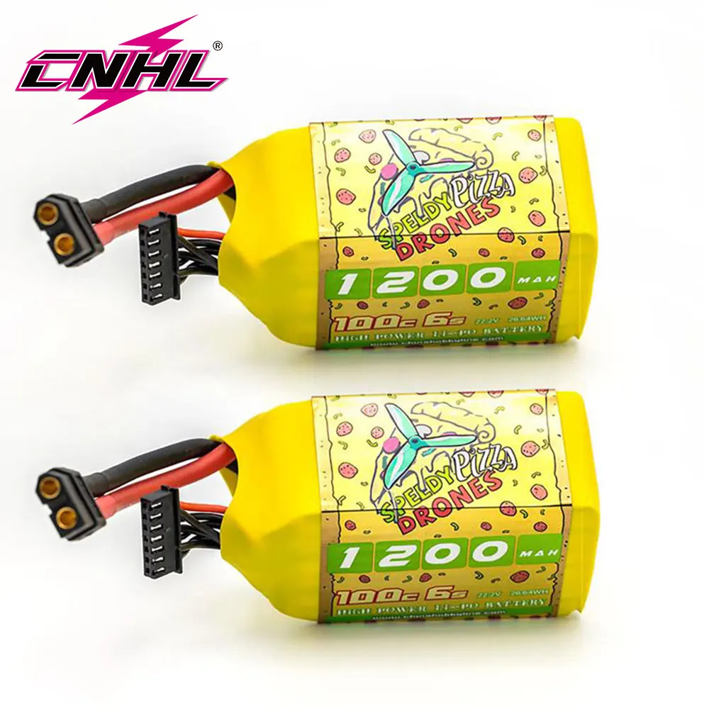 CNHL-batería Lipo 6S 22,2 V, 1200mAh, 100C con enchufe XT60 para Dron RC FPV, Quadcopter, avión, helicóptero, coche, carreras, Hobby, 2 uds.