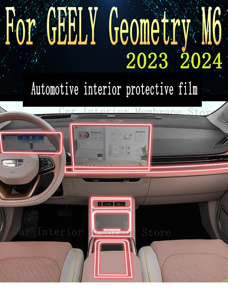 

For GEELY Geometry M6 （2023 2024） Gearbox Panel Navigation Automotive Interior Screen Protective Film TPU Anti-Scratch Sticker