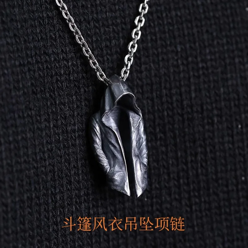 Silver new retro dark style assassin cape hip-hop punk versatile handmade high-end men's and women's jewelry