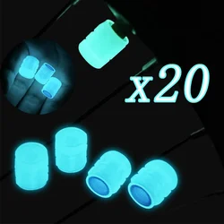 4-20PCS Luminous Car Tire Valve Cap Fluorescent Night Glowing Decor Motorcycle Bike Wheel Nozzle Dustproof Tyre Valve Stem Caps