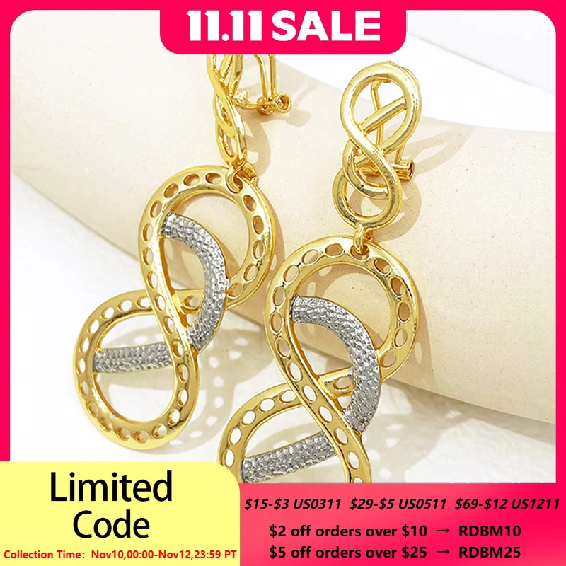 

Big Earrings For Women Fashion Jewelry Elegant Drop Earrings 18K Gold Plated Wedding Party Accessories Trending