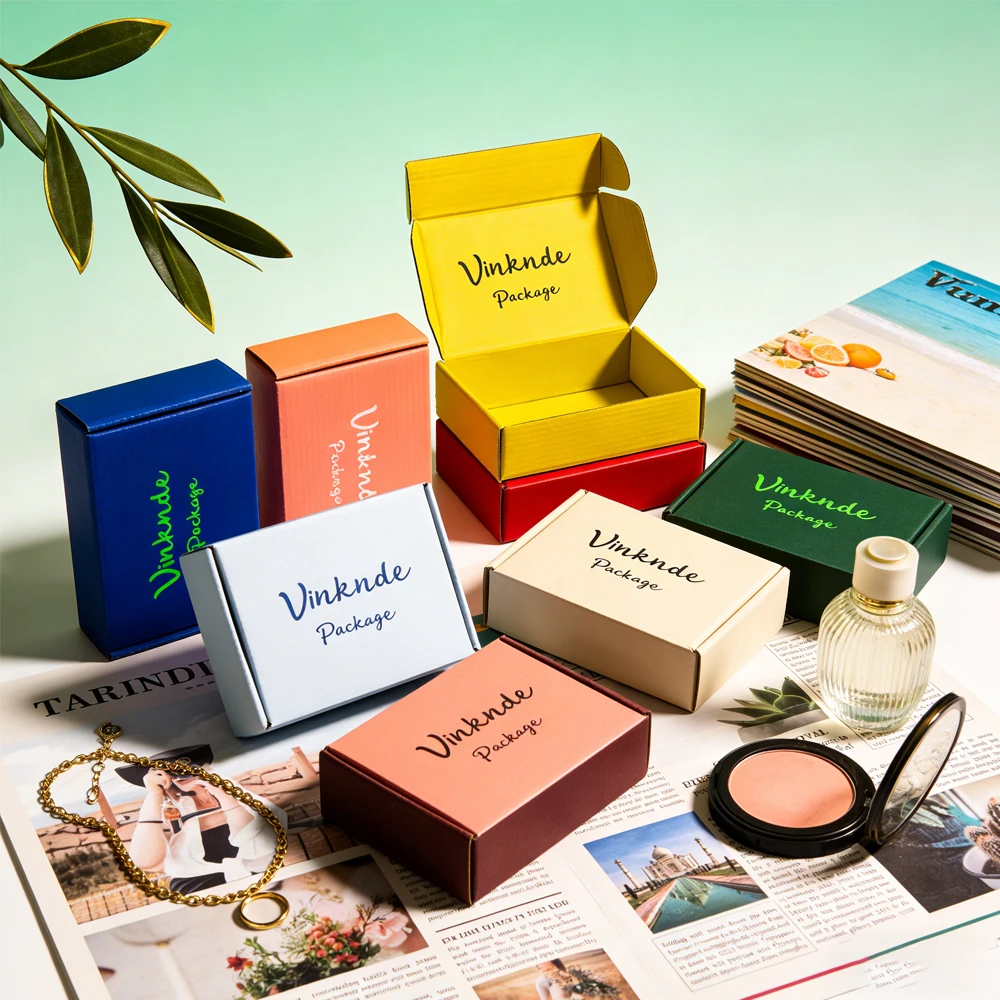 

50pcs Custom Logo Kraft Paper Gift Box Shopping Packaging Boxes Wedding Party Small Handmade Soap Chocolate Candy Cookie Case