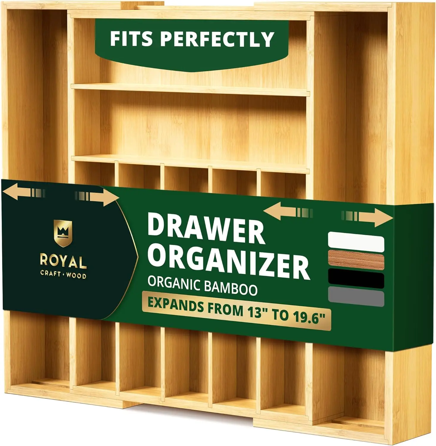 

Luxury Bamboo Kitchen Drawer Organizer - Silverware Organizer, Utensil Holder & Cutlery Tray Drawer