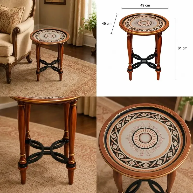 Compact Wood Medieval Side Table for Living Rooms Hotels and Bedrooms Coffee Table In Stock