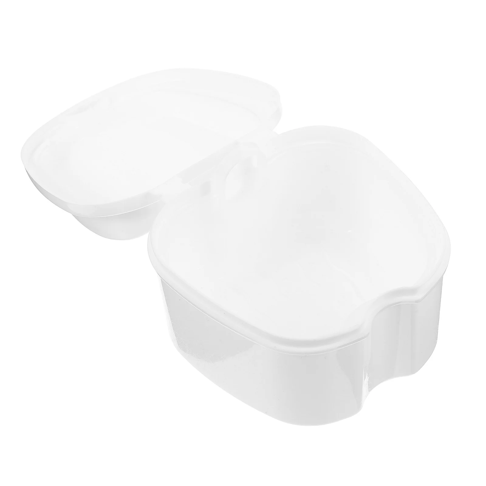 

White Denture Storage Box Durable Compact Dental Bath Box Case False Teeth Retainer with Strainer Portable Denture Case