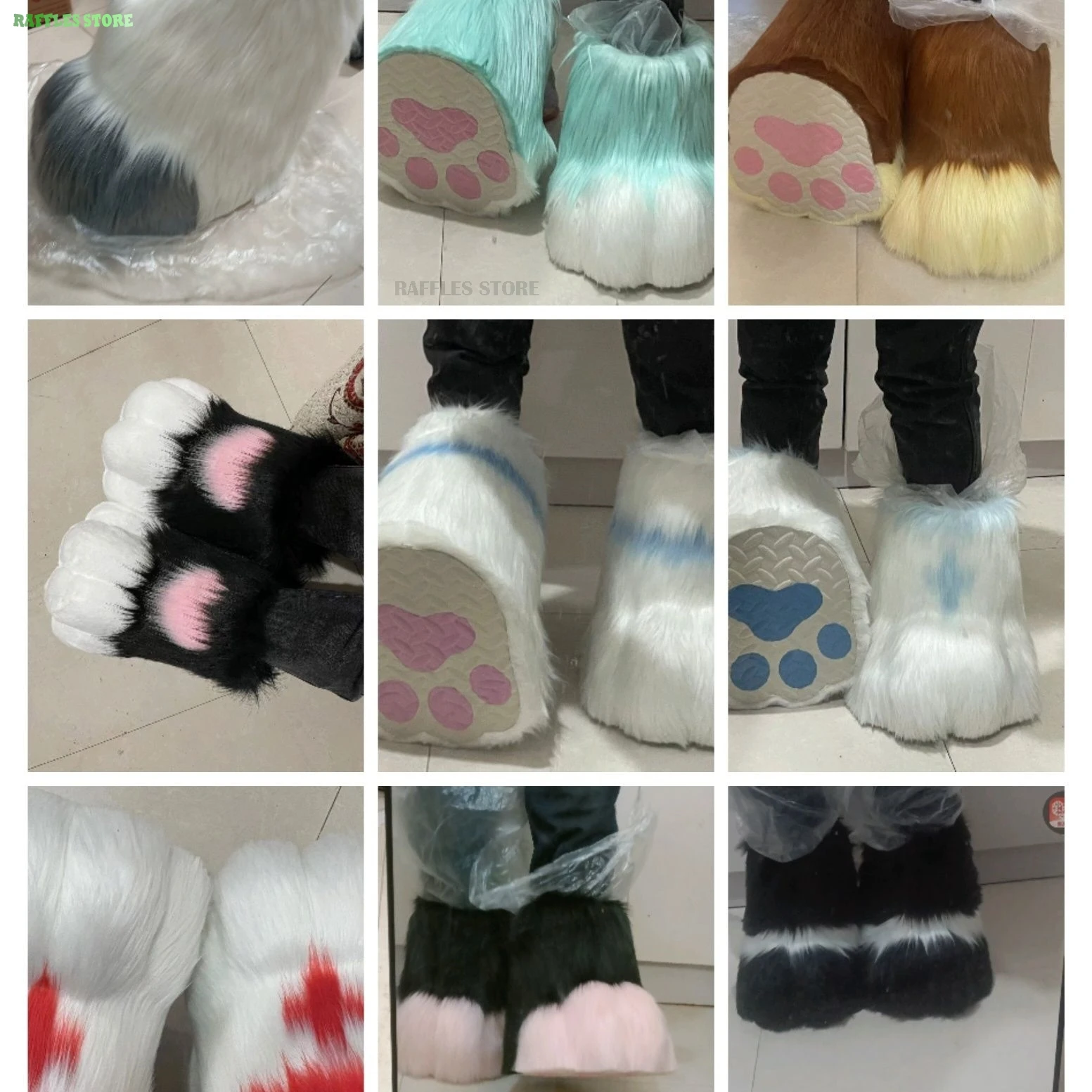 Fursuit-zapatos de pata para Cosplay, accesorios peludos, botas de gato Rubbit, Animal esponjoso, Manga, fiesta, disfraz Unisex usable