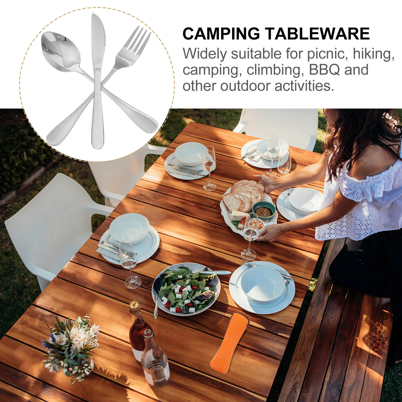 

1Set Aluminum Alloy Tableware Outdoor Cutlery Set Wear Resistant Compact Design Foldable Camping Forks Spoons for Trekking