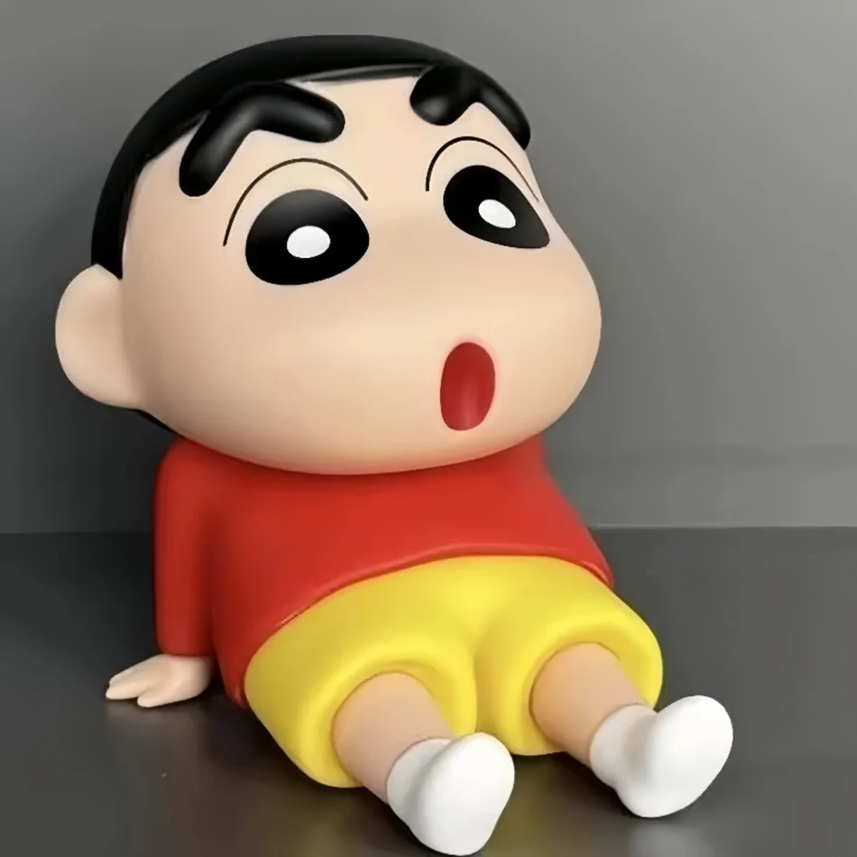Kawaii Crayon Shin-Chan figurines Support pour téléphone Anime ornements de bureau dessin animé regarder la télévision Support pour téléphone décorations de poupée mignonnes