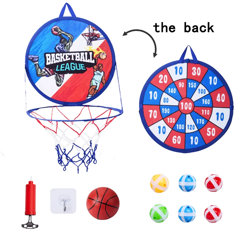 Kid Basketball hoops Dartboard Set With Adhesive Balls Indoor Outdoor Sports Toys Games For Children Christmas Present Birthday