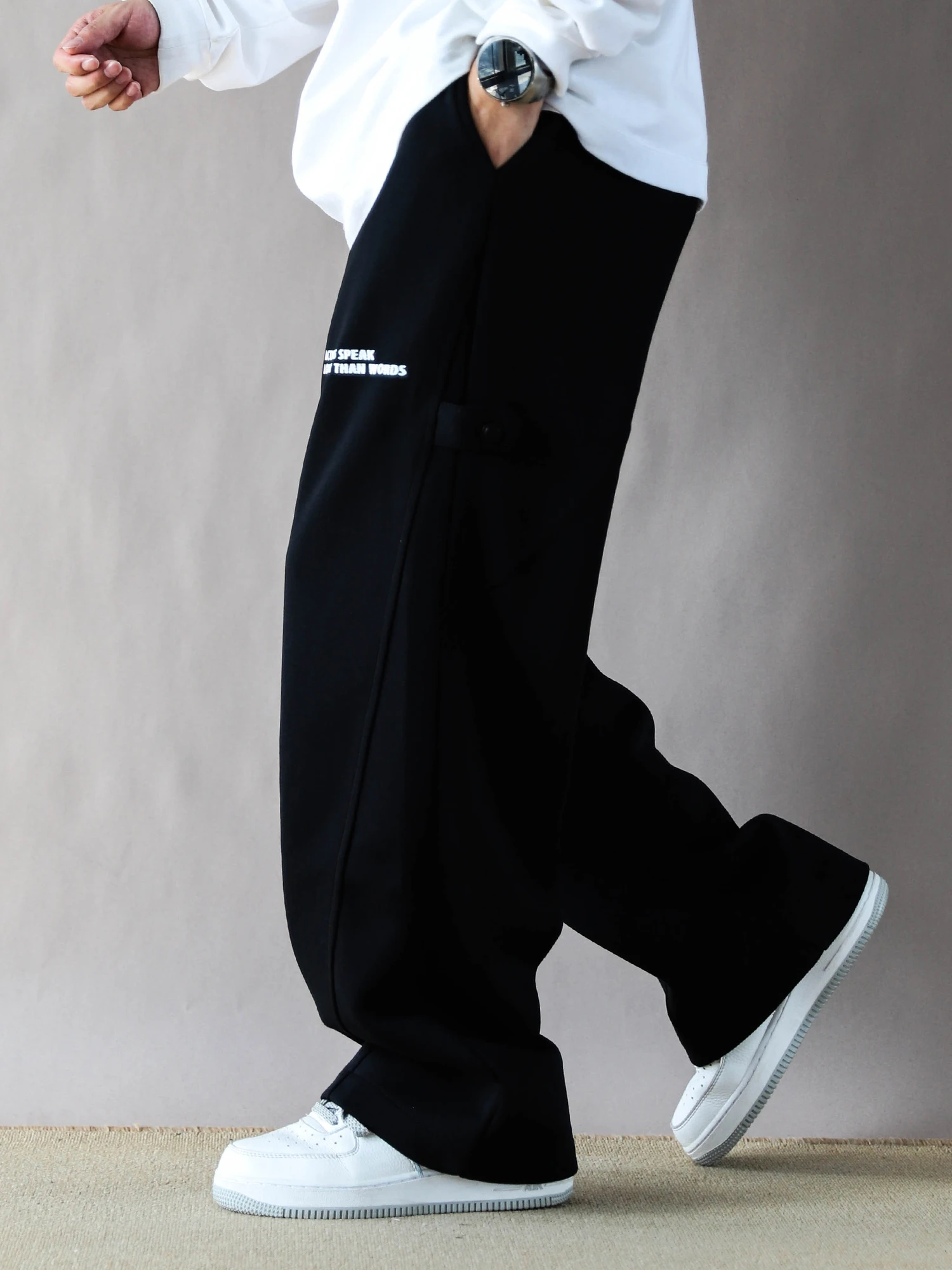 

American Style Loose Men's Sweatpants Spring Autumn Large Size Trendy Sporty Long Black Pants Casual Comfortable Trousers