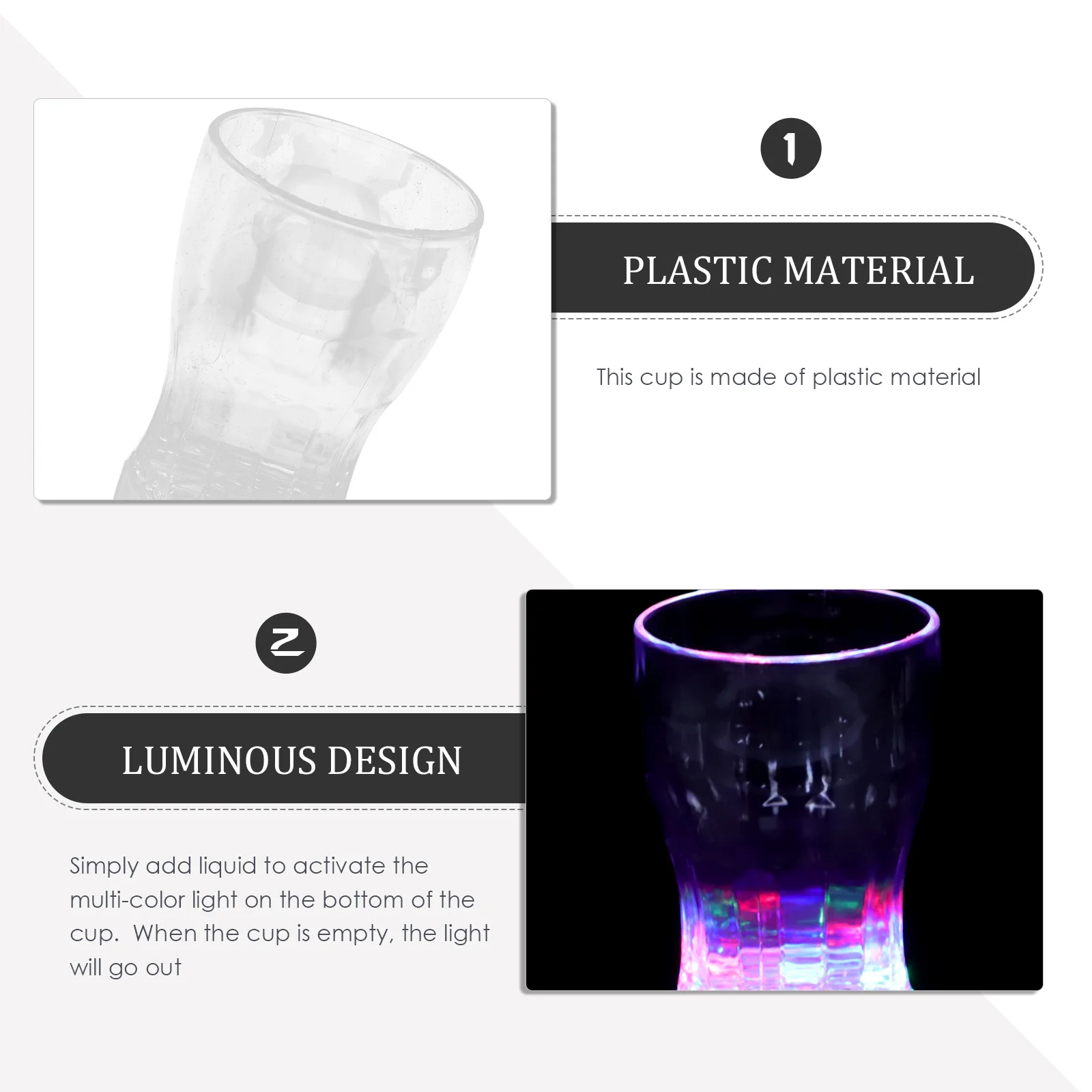 

6Pcs Light Up Wine Glasses Plastic Glowing Cups Party Supplies Accessories Glow in Dark Party Cups Plastic Wine Glasses