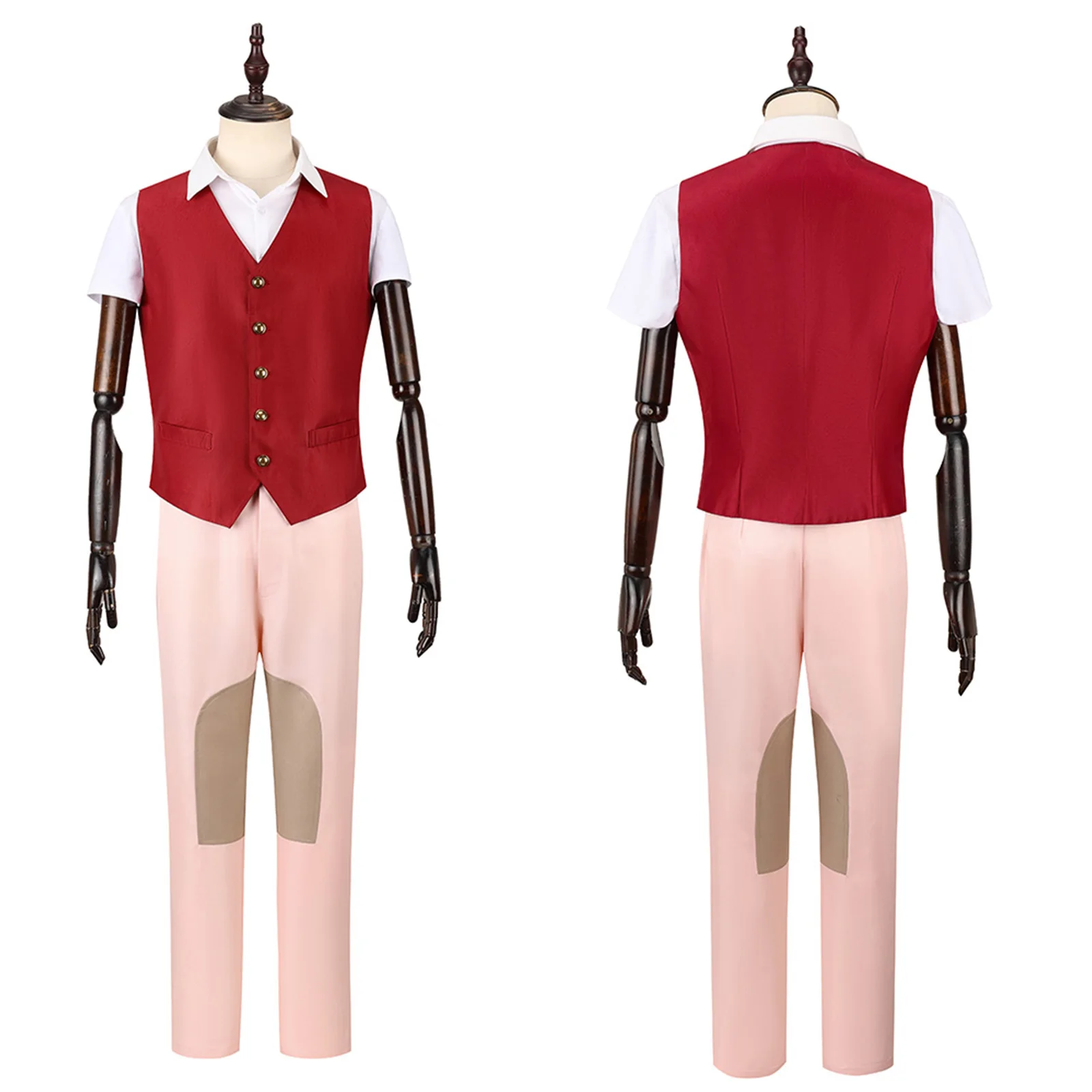 

Fiyero Cosplay Costume Musical Men's Shirt Red Vest Set Movie Wizard Adult High School Uniform Halloween Carnival Party Uniform