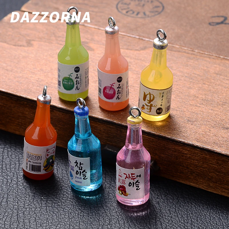 10Pcs/Lot 10x13mm New Resin Charms 7 Color Sake Bottles Pendant For Jewelry Earrings Keychian Necklace Making DIY Findings